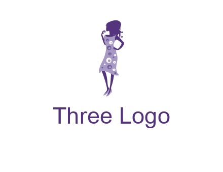 woman in a purple sleeveless dress logo