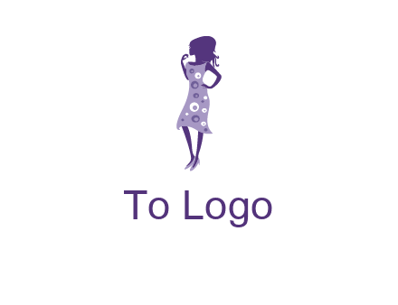 woman in a purple sleeveless dress logo
