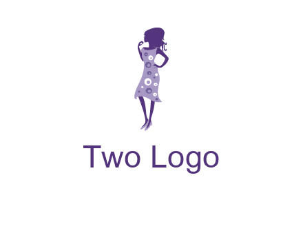 woman in a purple sleeveless dress logo
