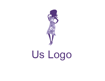 woman in a purple sleeveless dress logo