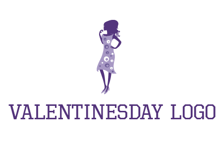 woman in a purple sleeveless dress logo