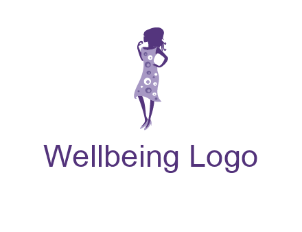 woman in a purple sleeveless dress logo