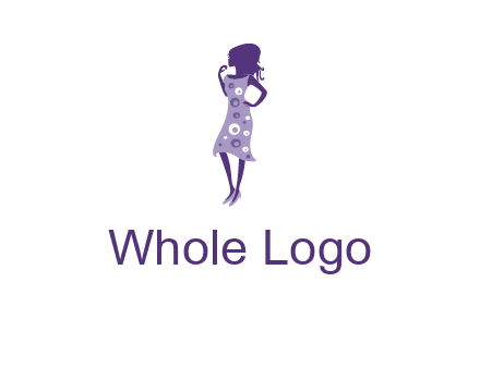 woman in a purple sleeveless dress logo