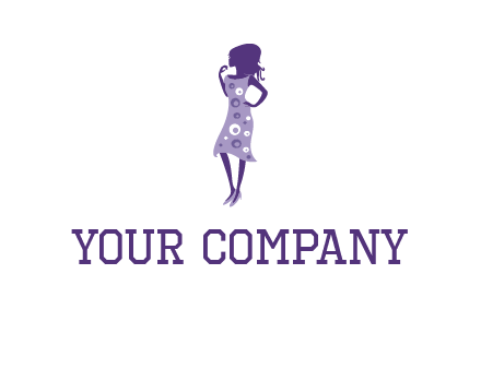 woman in a purple sleeveless dress logo