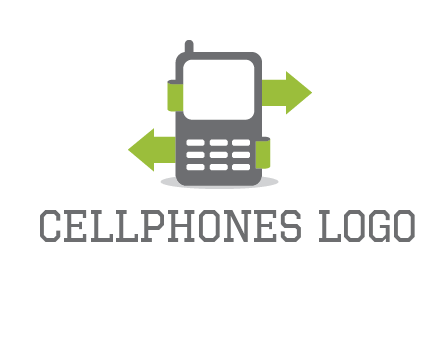 green arrows going out of a mobile phone