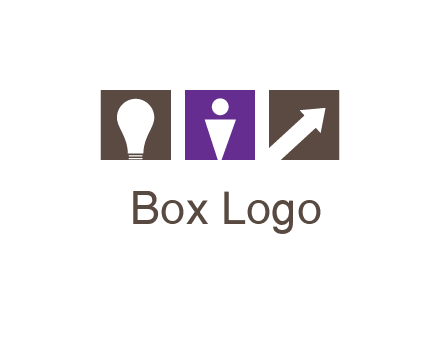 boxes with a direction arrow, light bulb and man icon inside