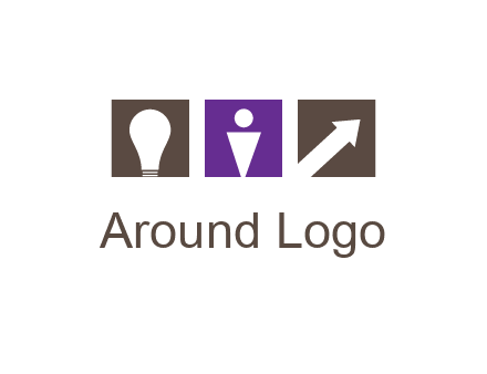 boxes with a direction arrow, light bulb and man icon inside