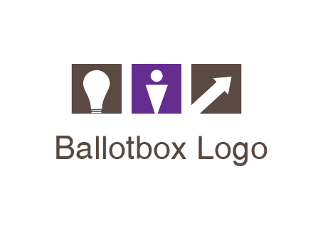 boxes with a direction arrow, light bulb and man icon inside
