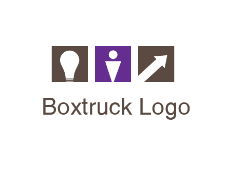 boxes with a direction arrow, light bulb and man icon inside