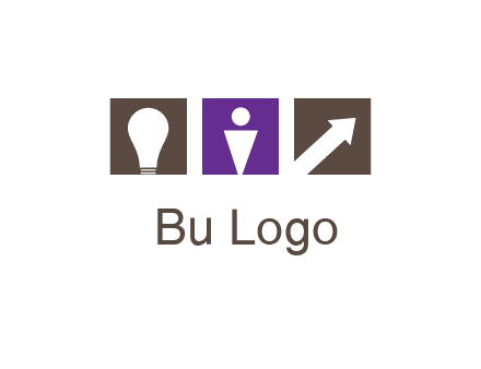 boxes with a direction arrow, light bulb and man icon inside