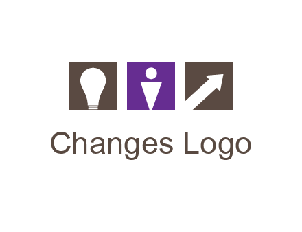 boxes with a direction arrow, light bulb and man icon inside