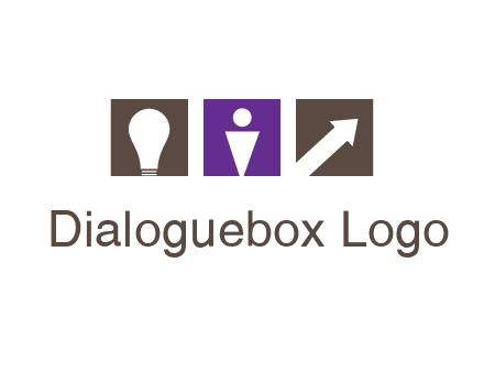 boxes with a direction arrow, light bulb and man icon inside