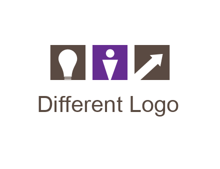 boxes with a direction arrow, light bulb and man icon inside