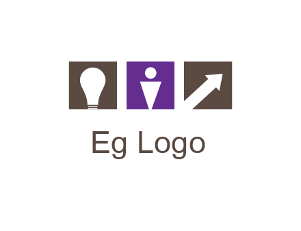boxes with a direction arrow, light bulb and man icon inside