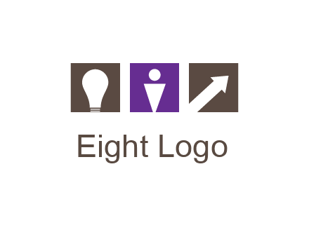 boxes with a direction arrow, light bulb and man icon inside