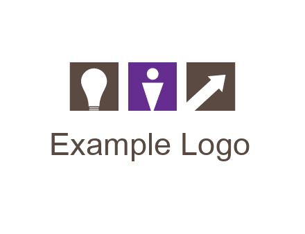 boxes with a direction arrow, light bulb and man icon inside