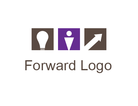 boxes with a direction arrow, light bulb and man icon inside