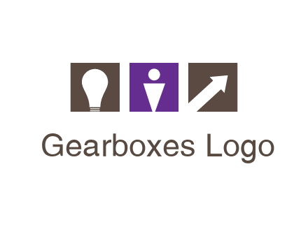 boxes with a direction arrow, light bulb and man icon inside