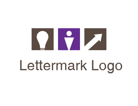 boxes with a direction arrow, light bulb and man icon inside