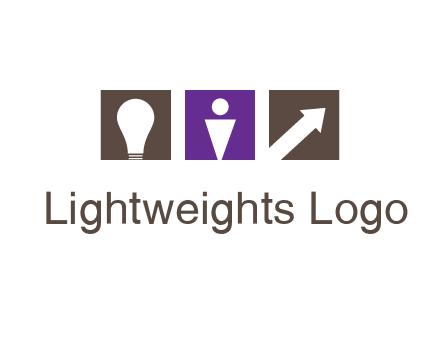 boxes with a direction arrow, light bulb and man icon inside