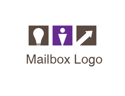 boxes with a direction arrow, light bulb and man icon inside