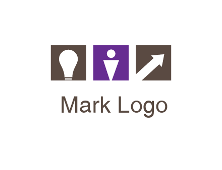 boxes with a direction arrow, light bulb and man icon inside
