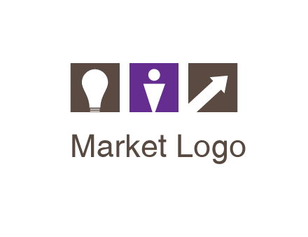 boxes with a direction arrow, light bulb and man icon inside
