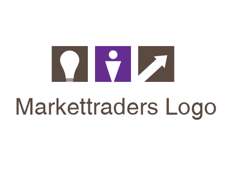 boxes with a direction arrow, light bulb and man icon inside