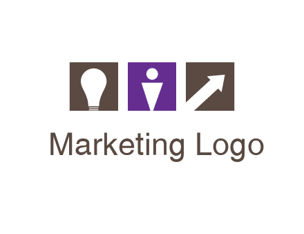 boxes with a direction arrow, light bulb and man icon inside