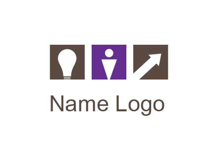 boxes with a direction arrow, light bulb and man icon inside