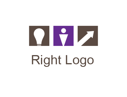 boxes with a direction arrow, light bulb and man icon inside