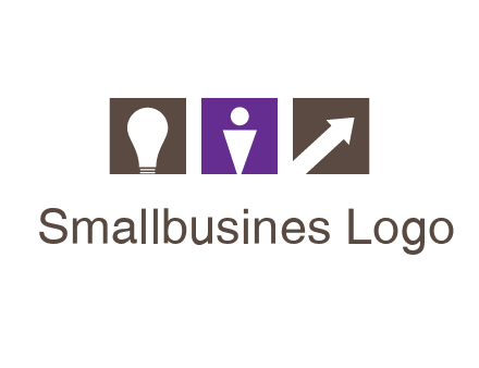 boxes with a direction arrow, light bulb and man icon inside