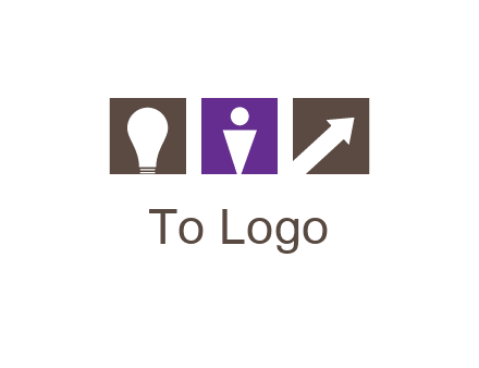 boxes with a direction arrow, light bulb and man icon inside