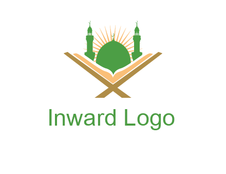 Quran in front of a mosque logo