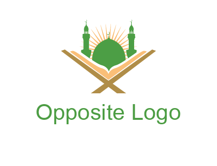 Quran in front of a mosque logo
