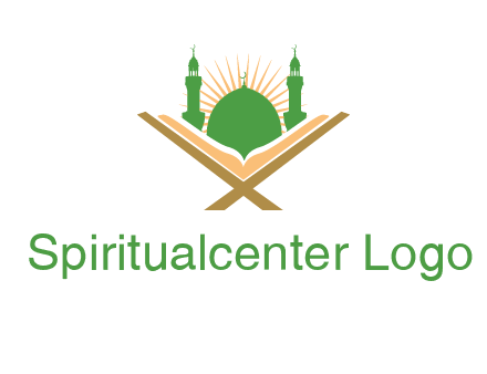 Quran in front of a mosque logo