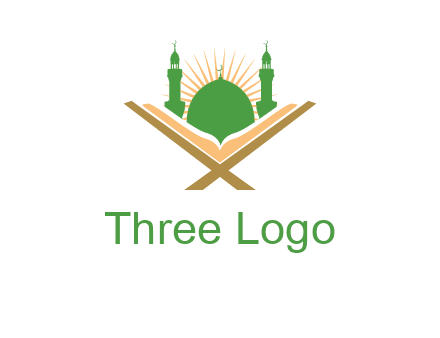 Quran in front of a mosque logo