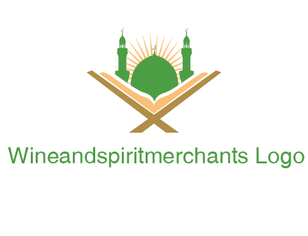 Quran in front of a mosque logo