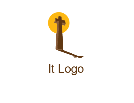 religious logo with the sun behind the cross forming a shadow