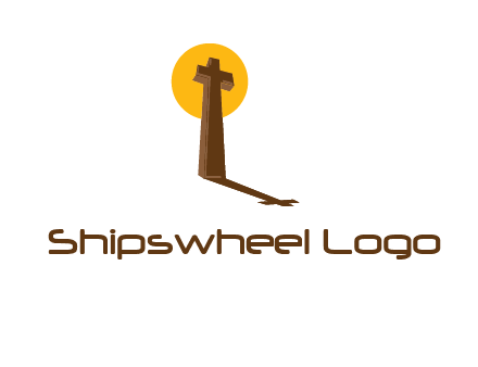 religious logo with the sun behind the cross forming a shadow