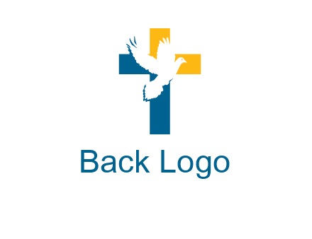 dove flying in front of a cross logo