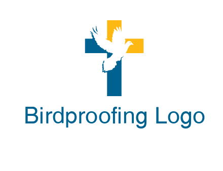 dove flying in front of a cross logo