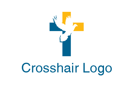 dove flying in front of a cross logo