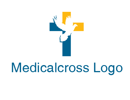 dove flying in front of a cross logo