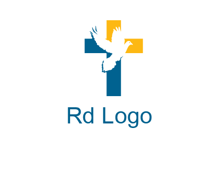 dove flying in front of a cross logo