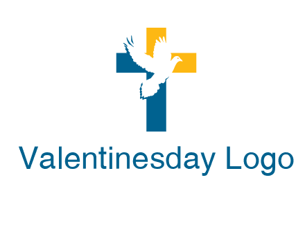 dove flying in front of a cross logo