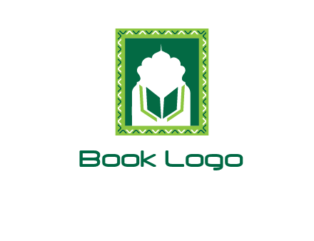 Islamic logo showcasing the Holy Quran and the outline of a mosque