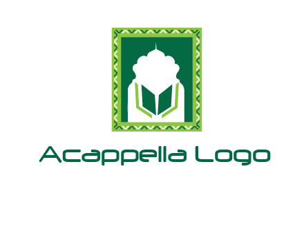 Islamic logo showcasing the Holy Quran and the outline of a mosque