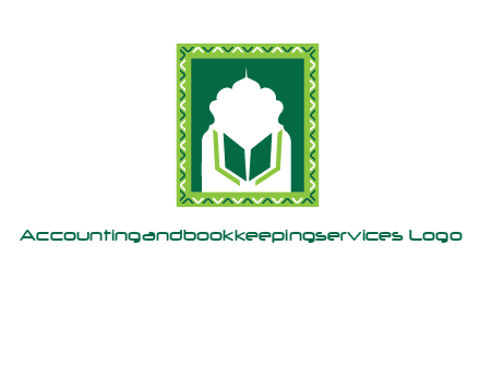 Islamic logo showcasing the Holy Quran and the outline of a mosque