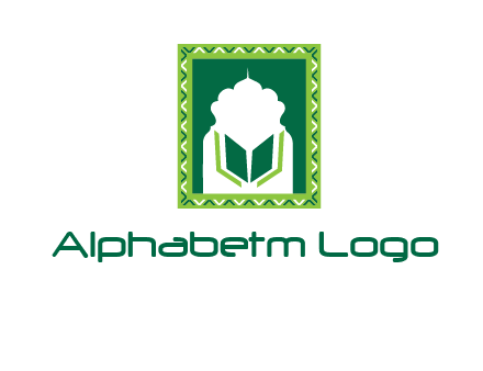 Islamic logo showcasing the Holy Quran and the outline of a mosque